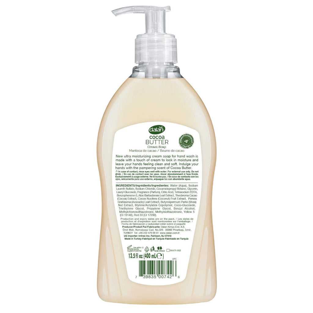 Dalan Cocoa Butter Cream Soap – Moisturizing hand soap with cocoa butter for soft, nourished skin