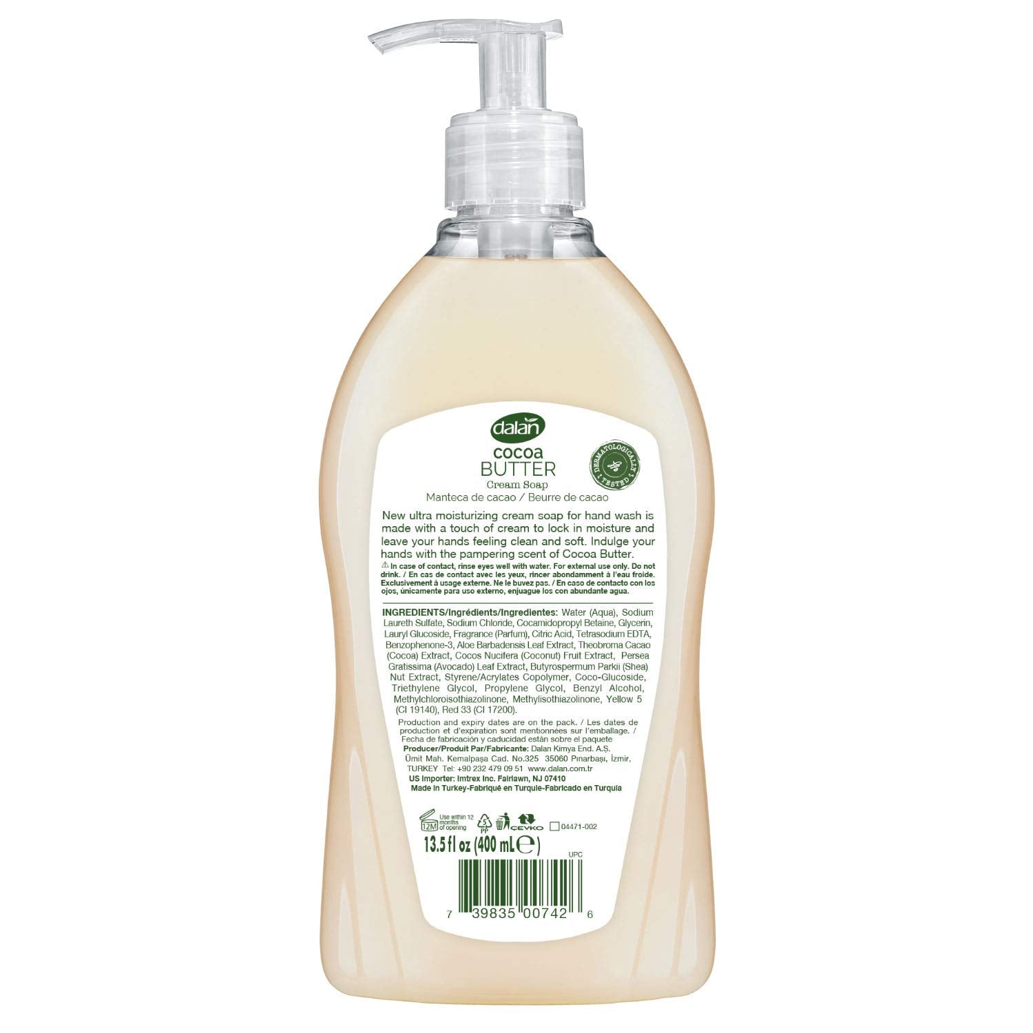 Dalan Cocoa Butter Cream Soap – Moisturizing hand soap with cocoa butter for soft, nourished skin