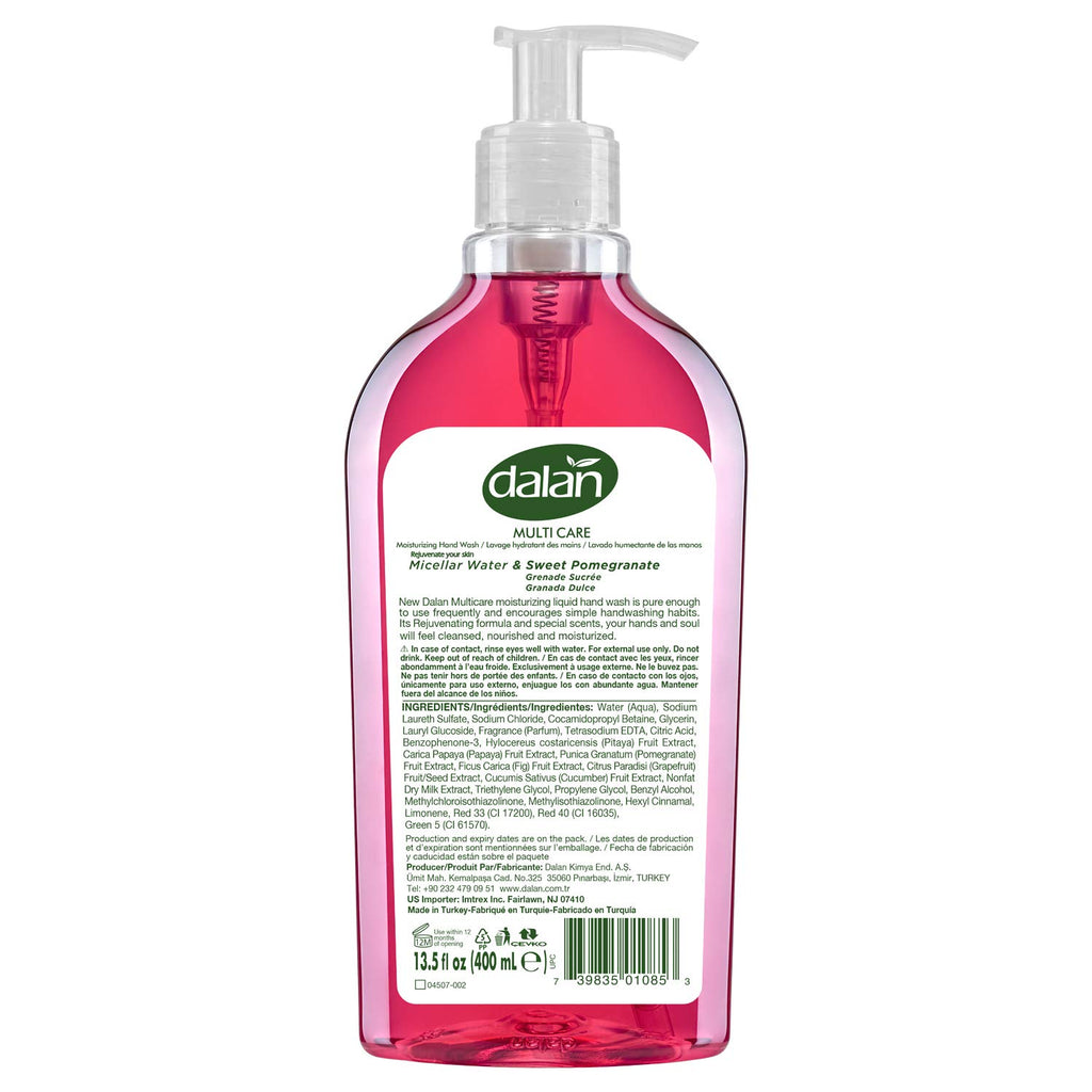 Dalan Sweet Pomegranate Liquid Hand Soap 400mL – Hydrating hand soap with pomegranate fragrance for soft, nourished skin.