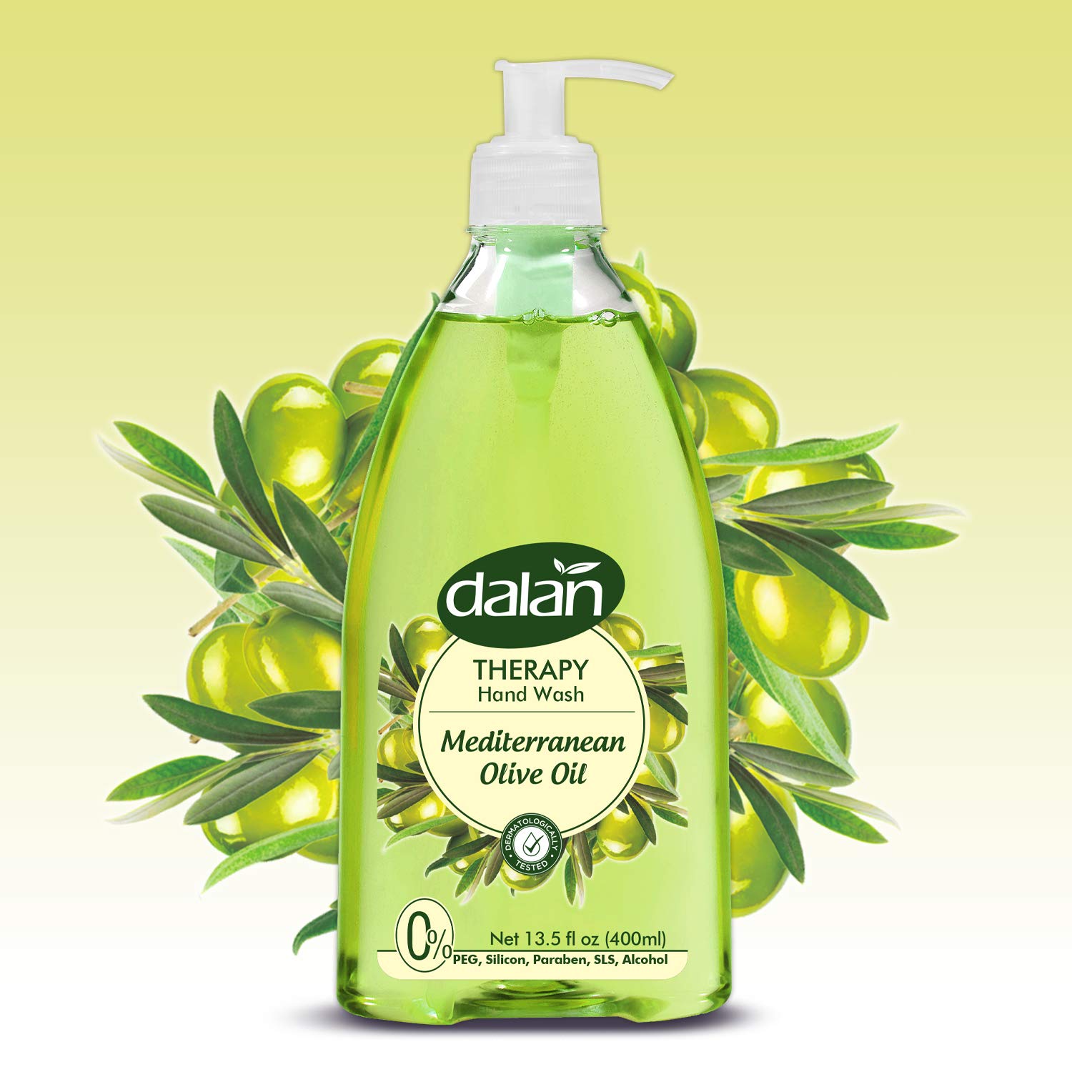 Dalan Therapy Mediterranean Olive Oil Liquid Hand Soap 400mL – Moisturizing hand soap with Mediterranean olive oil for soft, nourished skin.