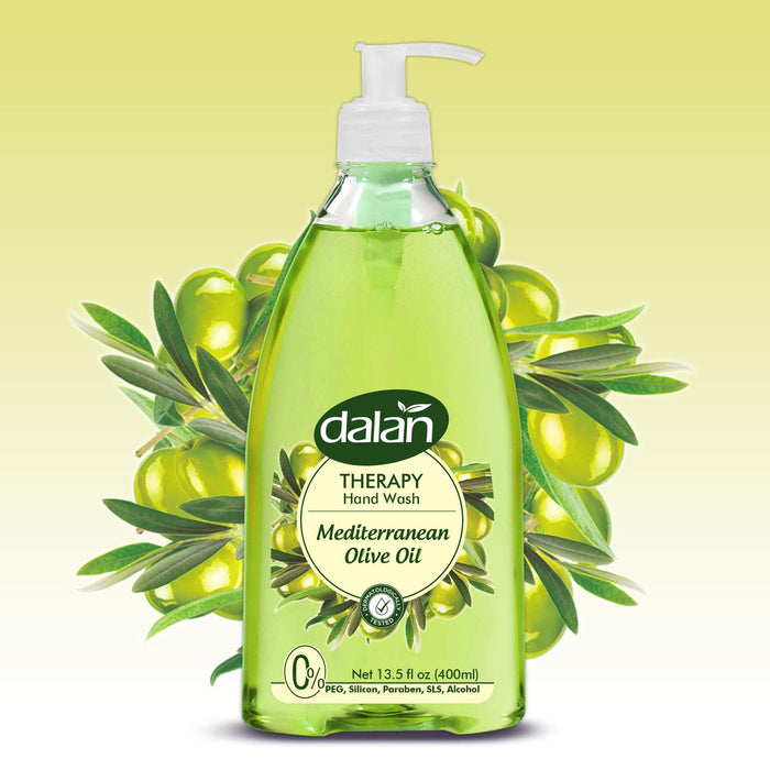 Dalan Therapy Mediterranean Olive Oil Liquid Hand Soap 400mL – Moisturizing hand soap with Mediterranean olive oil for soft, nourished skin.
