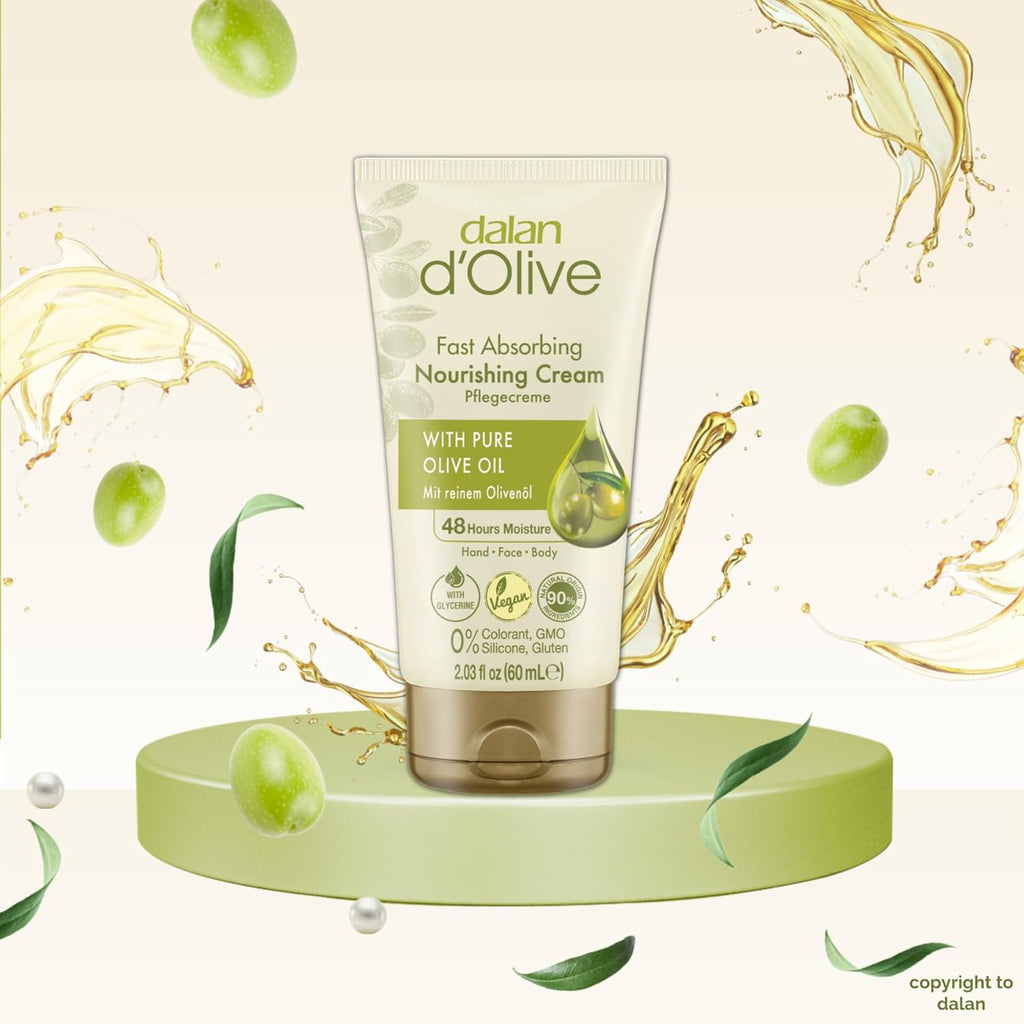 Dalan Vegan Face Cream 60mL – Lightweight, hydrating face cream with olive oil and glycerine for soft, nourished skin