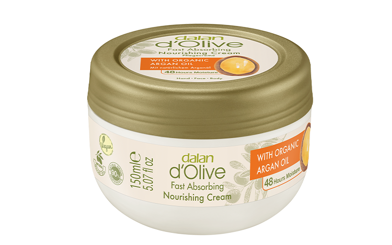 Dalan d’Olive Face Cream 150mL – Hydrating face cream with organic argan and olive oil for soft, nourished skin.