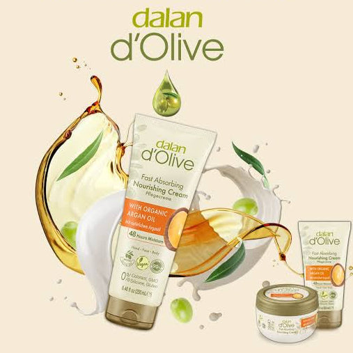 Dalan d’Olive Face Cream 150mL – Hydrating face cream with organic argan and olive oil for soft, nourished skin.