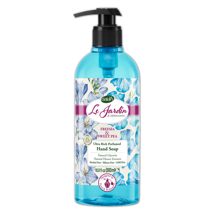 Le Jardin Freesia & Sweet Pea Body Wash 500mL – Floral hand wash with freesia and sweet pea fragrance for soft, hydrated skin.