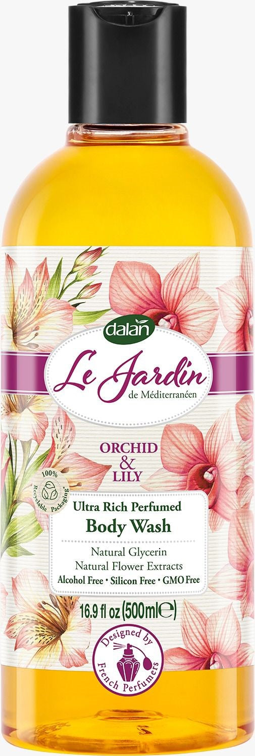 Le Jardin Orchid & Lily Body Wash 500mL – Floral body wash with orchid and lily fragrance for soft, nourished skin