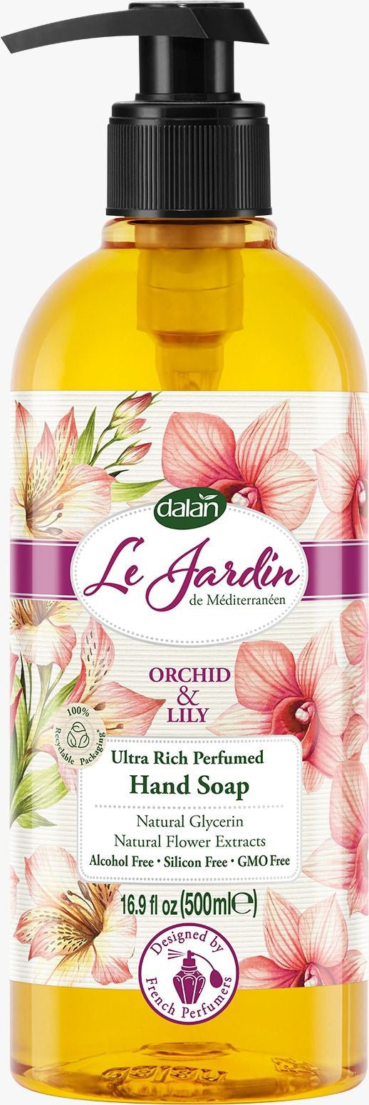 Le Jardin Orchid & Lily Hand Wash 500mL – Hydrating hand wash with orchid and lily fragrance for soft, nourished hands.