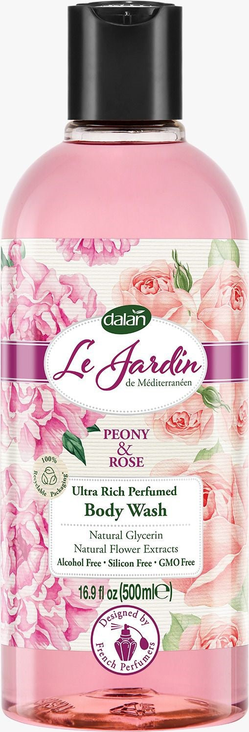Le Jardin Peony & Rose Body Wash 500mL – Floral shower gel with peony and rose fragrance for soft and hydrated skin.