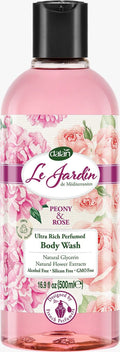 Le Jardin Peony & Rose Body Wash 500mL – Floral shower gel with peony and rose fragrance for soft and hydrated skin.