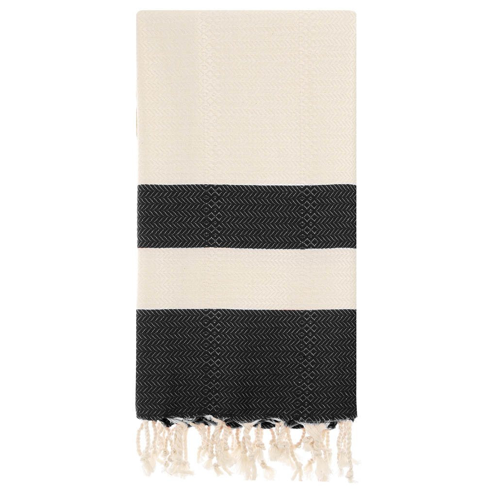 Premium Pure Cotton And Bamboo Turkish Bath & Beach Towel – Black Extra Large 90 cm X 180 cm