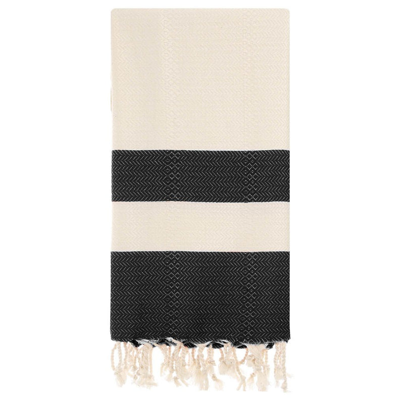Premium Pure Cotton And Bamboo Turkish Bath & Beach Towel – Black Extra Large 90 cm X 180 cm