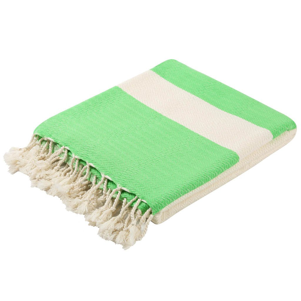Premium Pure Cotton & Bamboo Turkish Bath & Beach Towel – Soft, hand-loomed green towel