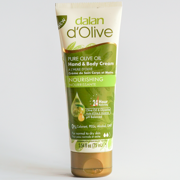 Dalan d’Olive Hand & Body Cream – Moisturizing cream with olive oil and glycerin for smooth, hydrated skin.