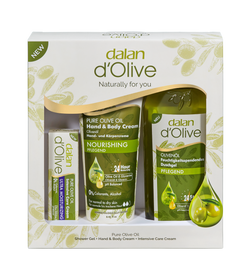 Dalan D'Olive Hand & Body Triple Moisturize Gift Pack (Intensive Care 20ml+ Hand & Body Cream 250ml+ Shower Gel 400ml)