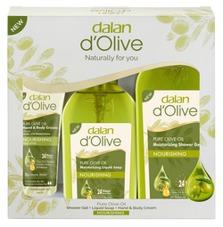 Dalan D'Olive Moisture Hand & Body Gift Pack (Hand & Body Cream 75mL+ Hand Wash 300ml+ Shower Gel 400ml)