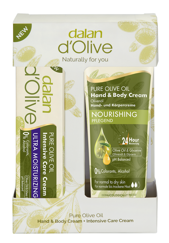 Dalan D’Olive Intensive Care & Hand & Body Cream Pack – Convenient moisturizer set for soft, nourished skin, perfect for daily use.